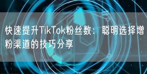 快速提升TikTok粉丝数：聪明选择增粉渠道的技巧分享