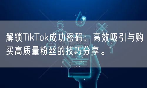 解锁TikTok成功密码：高效吸引与购买高质量粉丝的技巧分享。