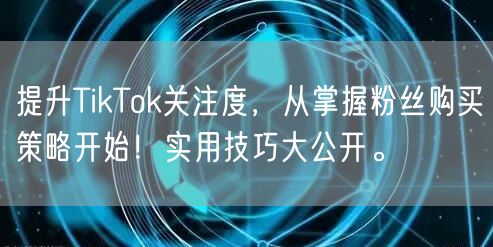 提升TikTok关注度，从掌握粉丝购买策略开始！实用技巧大公开。