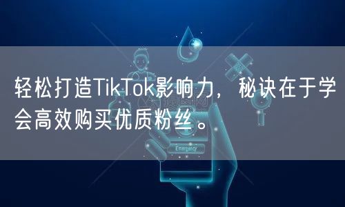 轻松打造TikTok影响力，秘诀在于学会高效购买优质粉丝。