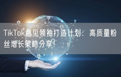 TikTok意见领袖打造计划：高质量粉丝增长策略分享！