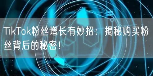 TikTok粉丝增长有妙招：揭秘购买粉丝背后的秘密！