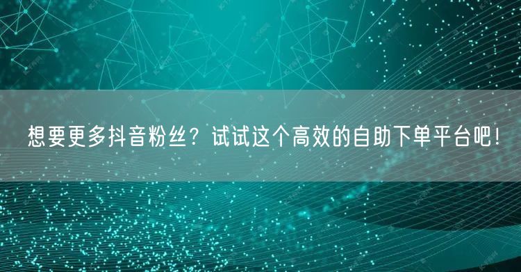 想要更多抖音粉丝？试试这个高效的自助下单平台吧！