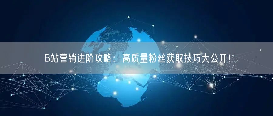 B站营销进阶攻略：高质量粉丝获取技巧大公开！