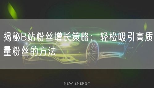 揭秘B站粉丝增长策略：轻松吸引高质量粉丝的方法