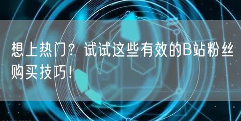 想上热门？试试这些有效的B站粉丝购买技巧！