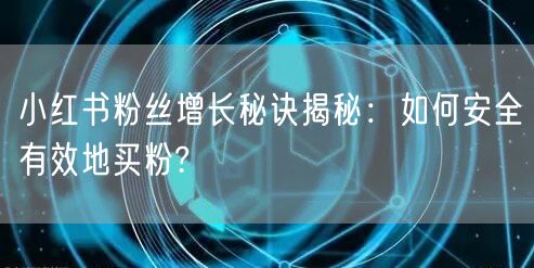 小红书粉丝增长秘诀揭秘：如何安全有效地买粉?