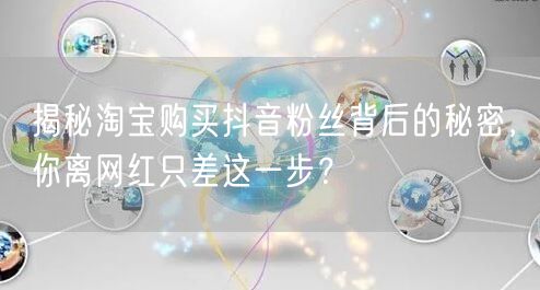 揭秘淘宝购买抖音粉丝背后的秘密，你离网红只差这一步？