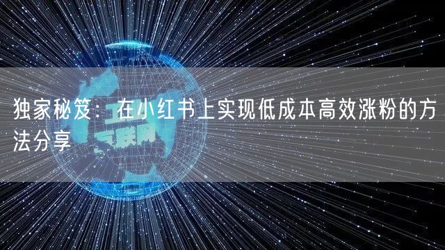 独家秘笈：在小红书上实现低成本高效涨粉的方法分享