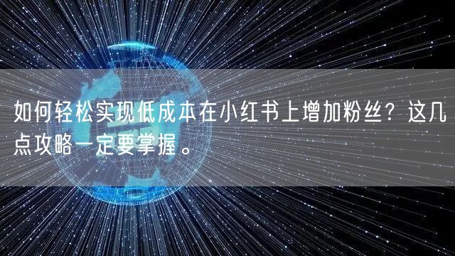 如何轻松实现低成本在小红书上增加粉丝？这几点攻略一定要掌握。