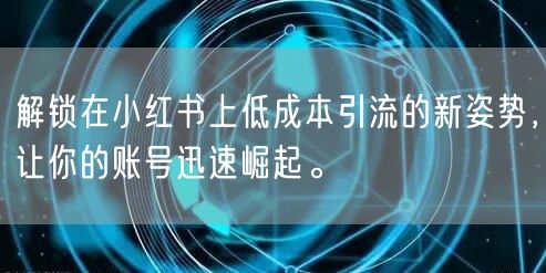 解锁在小红书上低成本引流的新姿势，让你的账号迅速崛起。