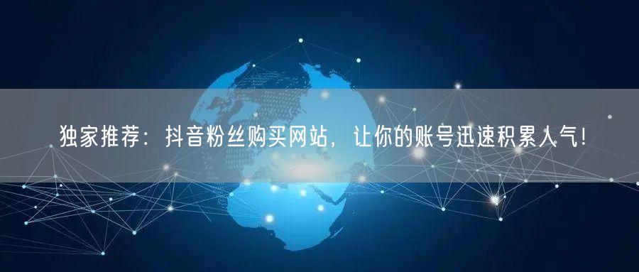 独家推荐：抖音粉丝购买网站，让你的账号迅速积累人气！