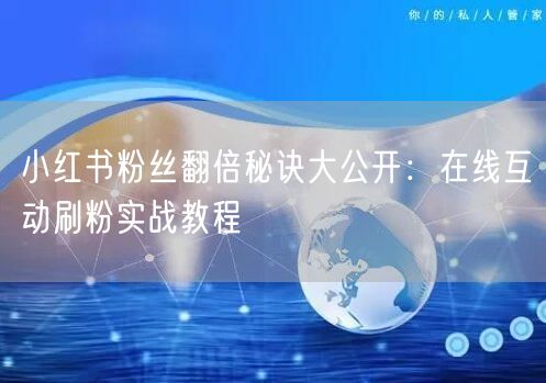 小红书粉丝翻倍秘诀大公开：在线互动刷粉实战教程