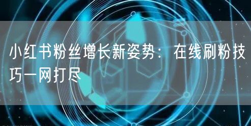 小红书粉丝增长新姿势：在线刷粉技巧一网打尽