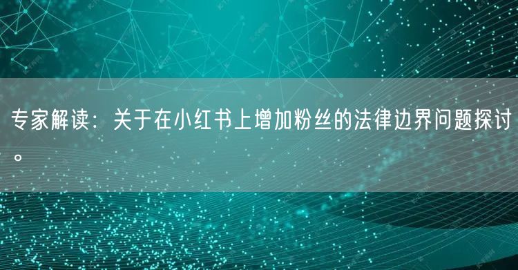 专家解读：关于在小红书上增加粉丝的法律边界问题探讨。