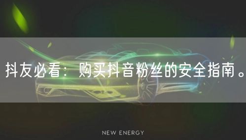 抖友必看：购买抖音粉丝的安全指南。