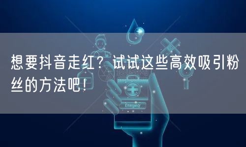 想要抖音走红？试试这些高效吸引粉丝的方法吧！