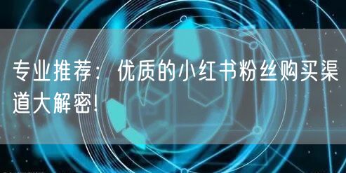 专业推荐：优质的小红书粉丝购买渠道大解密!